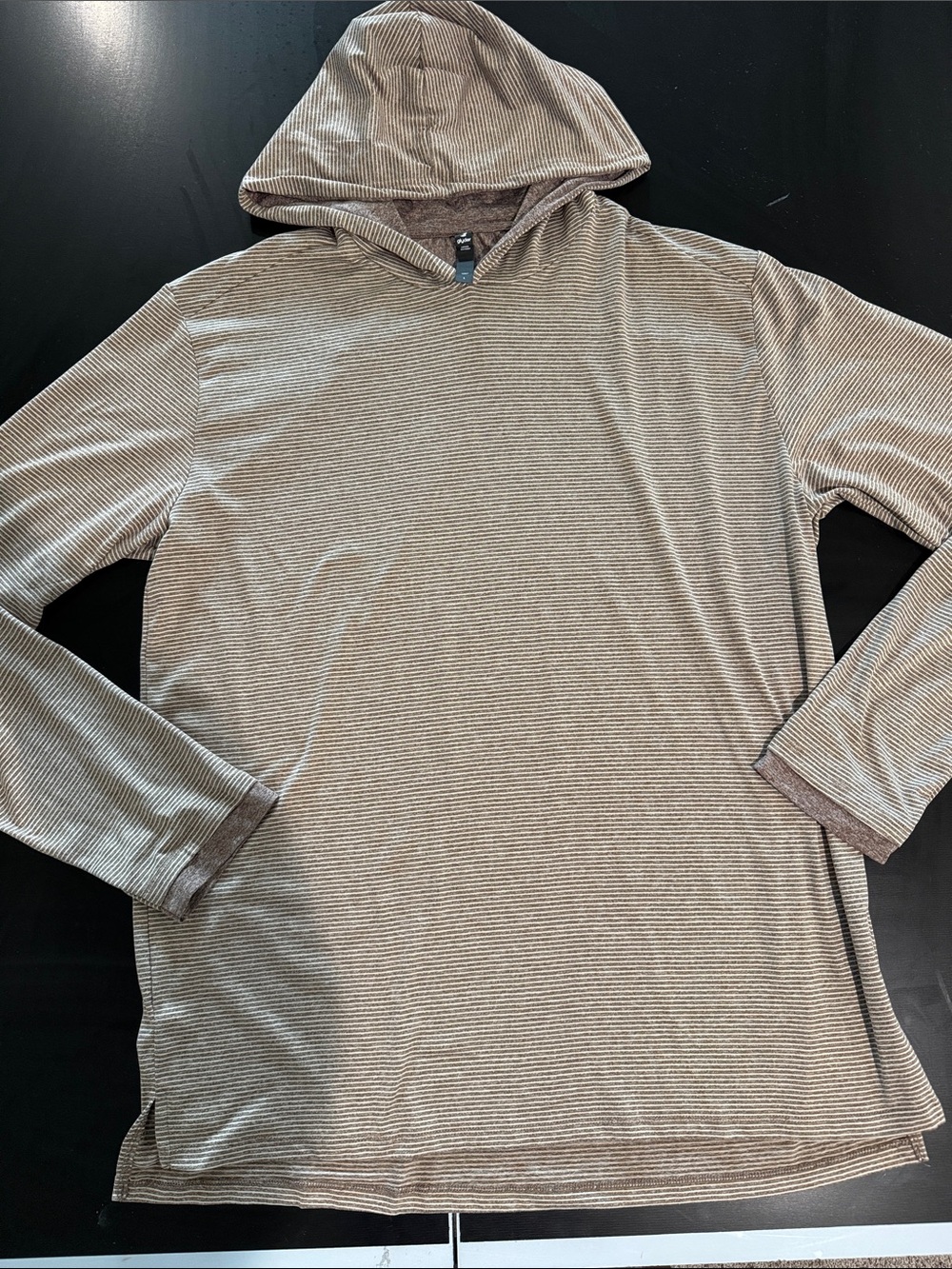 Glyder Men's L Hooded Long-Sleeve Shirt — Light Taupe Stripe